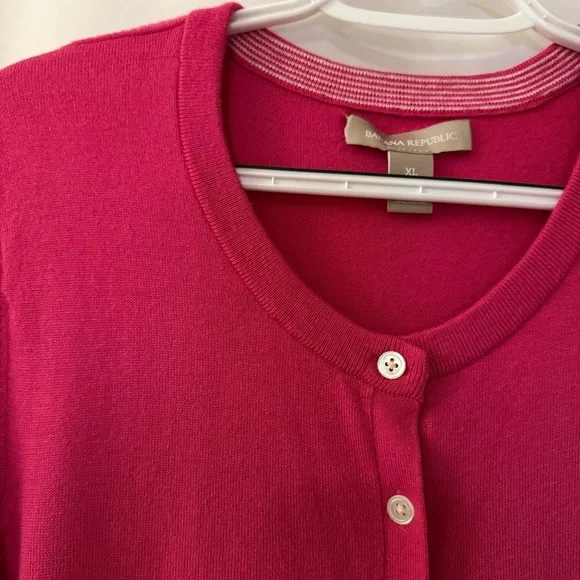 BANANA REPUBLIC Silk Blend Pink Cardigan Size XL - Picture 3 of 6